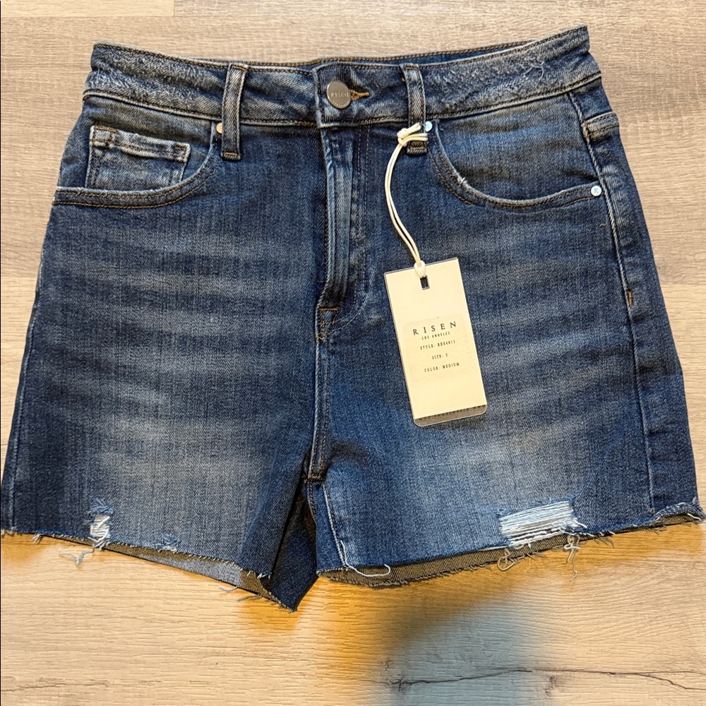 Women's Blue Denim Shorts- High Rise Boyfriend Shorts